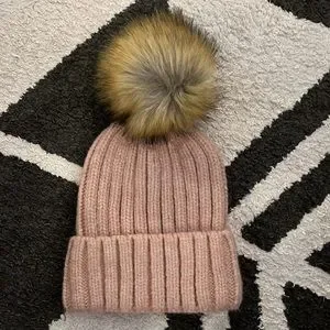 NWT Anthropologie Ivory Faux Fur Pom  Cuff Beanie By Anthropologie Knitted Faux-Fur Cuff Beanie at MarketFair  main image 4